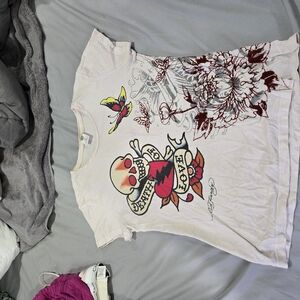 Cream Graphic T-Shirt with Green Logo